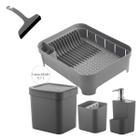 Kit Lixeira Para Cozinha 4,7 L Escorredor De Pratos Porta Detergente Trium Ou