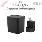 Kit Lixeira Para Pia De Cozinha ou Lavabo 2,5L + Dispenser de Detergente Compact 500ML Linha Trium
