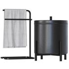 Kit Lixeira Tampa 6L Kalli e Porta Toalha Isla Para Pia Bancada Lavabo Aço D01 Preto - Lyam Decor