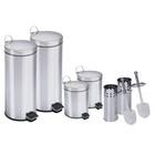 Kit lixeiras aço inox 2 de 5 litros, 2 de 30 litros e 2 escovas sanitária Travel Max