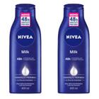 kit Loção Hidratante Corporal Nivea Milk Hidratação Profunda Pele Seca 400ml