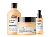 Kit LOréal Absolut Repair Shampoo 300ml + Máscara 250g + Óleo 10-in1 90ml