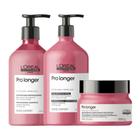 Kit loreal pro longer shampoo 750ml+cond 750ml+mascara 250gr