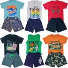 Kit Lote 12 Peças Roupa Infantil 6 Conjuntos Menino Verão Atacado 4/6/8/10 Anos