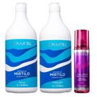 Kit Lowell Extrato de Mirtilo Shampoo 1 Litro + Condicionador 1 Litro + Liso Mágico 200ml