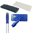 Kit LT Limpa Tudo Com Giro Articulado + Cabo 1,40 Metros + Fibra Pesada Verde + Macia Branca Para Limpeza Profissional