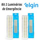 Kit Luminária De Emergência Elgin 2 Unidades 16cm Luz De Led Recarregável