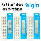 Kit Luminária De Emergência Elgin 3 Unidades 16cm Luz De Led Recarregável