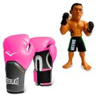 Kit Luva Boxe Elite Pro Style Everlast Rosa 12oz + Boneco UFC Vitor Belfort Bermuda Verde