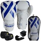 Kit Luva Boxe Muay Thai + Bandagem + Bucal Branco - Olimpo Esportes