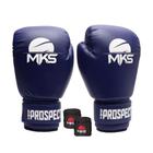Kit Luva Boxe Muay Thai Prospect Azul Homologada 10oz + Bandagem MKS Combat