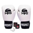 Kit Luva Boxe Muay Thai Prospect Inverse Branco/Preto 10oz + Bandagem + Protetor Bucal MKS Combat