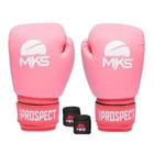 Kit Luva Boxe Muay Thai Prospect Rosa 10oz + Bandagem MKS Combat