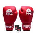 Kit Luva Boxe Muay Thai Prospect Vermelha Homologada 14oz + Bandagem MKS Combat