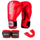 Kit Luva de Boxe Muay Thai Fheras + Bandagem 2,5m + Bucal