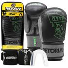 Kit Luva de Boxe/Muay Thai First Pretorian 10 Oz + Bandagem Elástica + Protetor Bucal