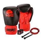 Kit Luva de Boxe Muay Thai MKS Prospect + Bandagem 2,55m + Corda Slim