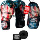Kit Luva de Boxe Muay Thai MMA Bandagem e Bucal 10oz EUA