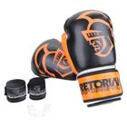 Kit Luva de Boxe/Muay Thai Pretorian Black Line 16 OZ + Bandagem + Protetor Bucal