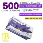 Kit luva de latex p/ proc. purple clássico premium quality c/ pó - 500 luvas - tam: p. - UNIGLOVES