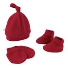 Kit Luvinhas Pantufas e Touca Vermelho Malha