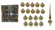 Kit Luxo com 18 Bolas de Natal Dourado com Glitter 6 cm de Ø + 1 Ponteira 28cm