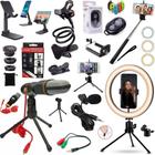 Kit Luz Led Hing Light + Tripé Microfone Acessórios Suporte P/ Celular Youtuber Tiktok