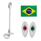 Kit Luz Olho de tubarão branco + Mastro Retrátil Branco Led Fundeio Alcançado + Bandeira