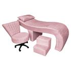 Kit Maca Ergonômica Matelassê 0,60m Isabella com Mocho Base Giratória e Escada Veludo Rosa Bebê - Pallazio