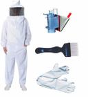 Kit Macacão Apicultor Brim G Fumigador Garfo e Luvas Suécia