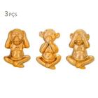 Kit Macaco Dourado Em Ceramica - 3 Pcs