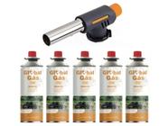 Kit maçarico automático grafite culinário controle de chama + 5 refil globalmix aresanato solda