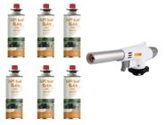 Kit Maçarico Automático Portátil Pro Branco Gourmet Com Controle de Chama + 6 Recargas de Gás - Glob - Globalmix