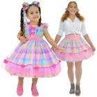 Kit Mãe e Filha Festa Junina - Vestido + Saia Adulta Xadrez Rosa