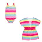 Kit Maiô Praia + Saída De Praia Vestido Tule Infantil Menina