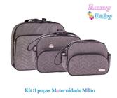 Kit Mala + Bolsa G + Bolsa P Maternidade Milão Cinza/Preto - KM+0008