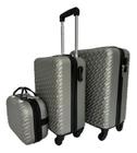 Kit Mala De Viagem 3 Peças Winth Cinza Resistente Trava