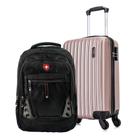 Kit Mala de Viagem de Bordo Londres Champagne + Mochila Executiva Interlagos Swiss Move