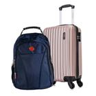 Kit Mala de Viagem de Bordo Londres Champagne+ Mochila Executiva para notebook Swiss Move