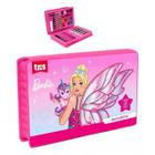 Kit Maleta Artistica C/42 pcs Barbie tinta pincel giz caneta desenho infantil meninas