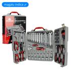 Kit Maleta Jogo de Ferramentas Cromadas Crv Automotiva 110 Peças Manuais Completo Worker