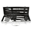 Kit Maleta Para Churrasco Steak Gourmet Jogo com 4 Peças Em Aço Inox Espátula Faca Garfo Pegador - DRAIK