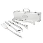 Kit Maleta Para Churrasco Steak Gourmet Jogo com 4 Peças Em Aço Inox Espátula Faca Garfo Pegador