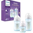 Kit Mamadeira Bebê Avent Pétala Menino 125,260 e 330ml Azul Lisa Recem Nascido - Philips Avent