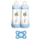 Kit Mamadeira Easy Start Dupla Boy 320ml e Chupeta Comfort Azul 0-6M