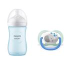 Kit Mamadeira Pétala Azul 260ml e Chupeta Ultra Air Elefante 0-6M - Avent - PHILIPS AVENT