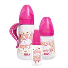 Kit Mamadeiras Design Lillo 3 pçs 50/180/300ml Rosa - Lillo