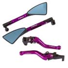 Kit Manete Curto Retrovisor Esportivo Roxo Para Moto Pcx 150