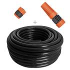 Kit mangueira siliconada resistente ao sol 20m flexivel para jardim preta com esguicho e engate rosqueavel tramontina