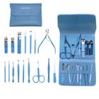 Kit Manicure 16 Peças Bolsa Dobrável Azul - Conjunto Completo Cuidados Profissionais com as Unhas